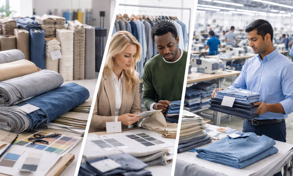 apparel sourcing services and clothing manufacturing services for fashion brands managing production projects