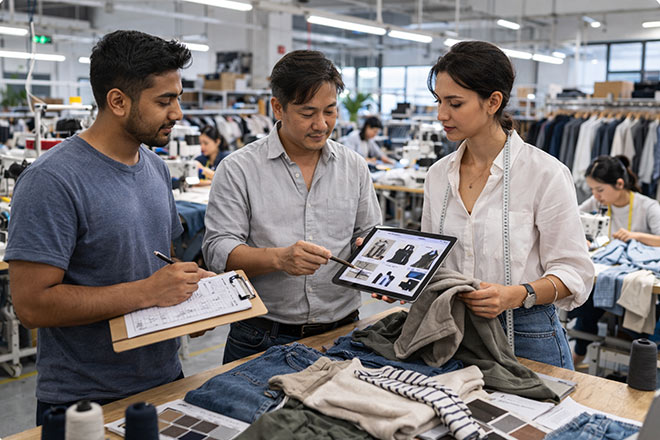 Accountable partner interface for clothing brands manufacturers managing overseas production